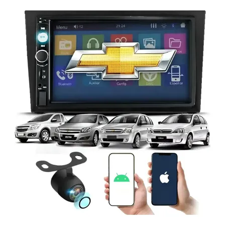 Multimidia 2 Din Corsa Montana Vectra Meriv Espelhamento Cam