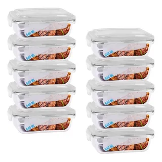 Jogo 10 Potes 640ml Vidro Hermético 4 Travas Marmita Jogo 10 Potes 640ml Vidro Hermético 4 Travas Marmita