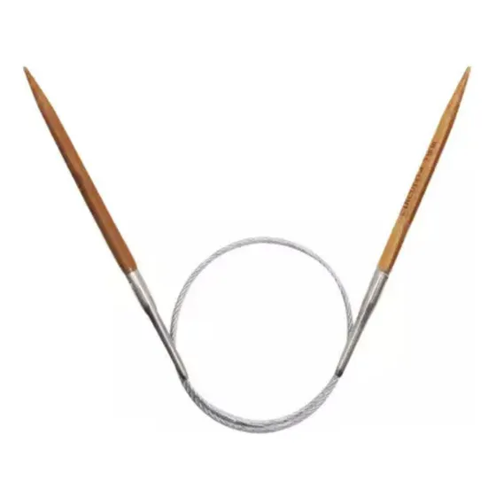 Agulha Circular Para Tricô Bambu E Aço 40cm Leve Flexível