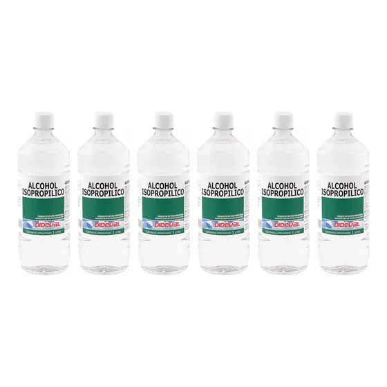 Alcohol Isopropilico 99.7% 1 Litro Dideval Pack Ahorro 6 Un.