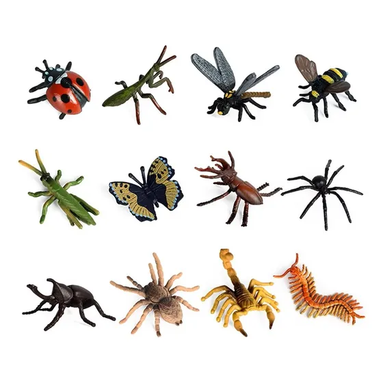 12 Insectos Miniatura Pvc Figura Juguete, Micropaisaje, Deco