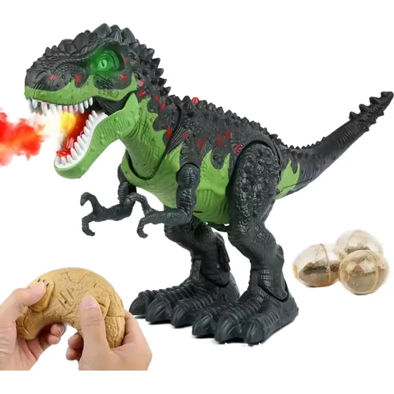 Dinosaurio T-rex Control Remoto Camina Lanza Fuego Pon Huevo