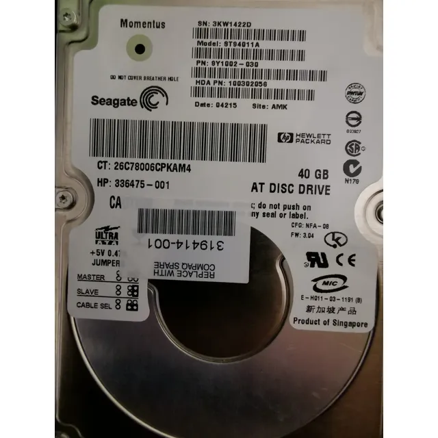 Disco Duro Ide Seagate St94011a 2.5  40gb (servidores)