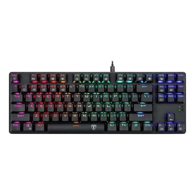 Teclado gamer T-Dagger Bora QWERTY T-Dagger Blue español color negro con luz RGB