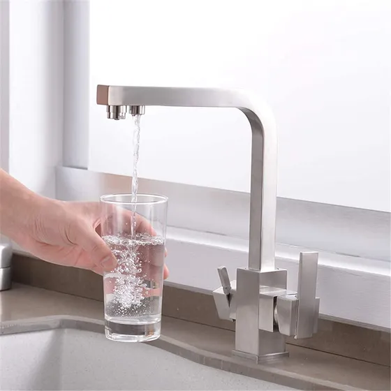 Grifo Cocina Omoons Filtro Agua Potable Niquel Cepillado 360
