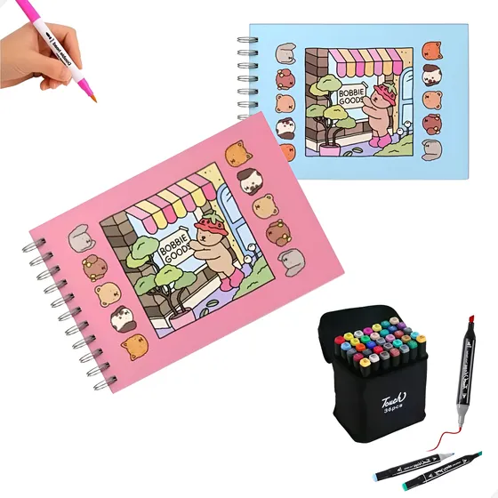Kit Bobbie Goods Capa Dura + Caneta Touch 36 Cores