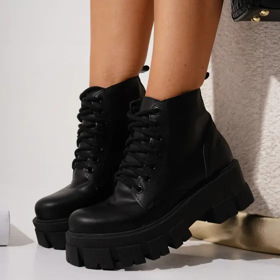 Borcego De Mujer Veggie Cuero Eco Araquina Lara Plataforma