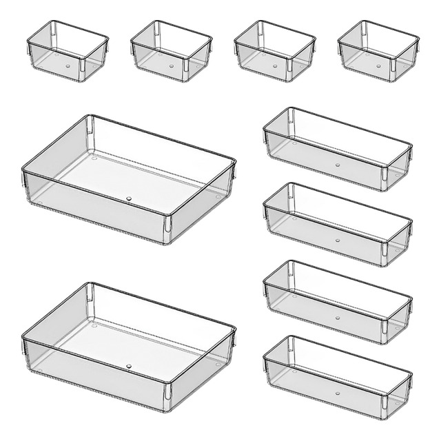 Kit 10 Organizadores Acrílico Cristal Modular Kit 10 Organizadores Acrílico Cristal Modular