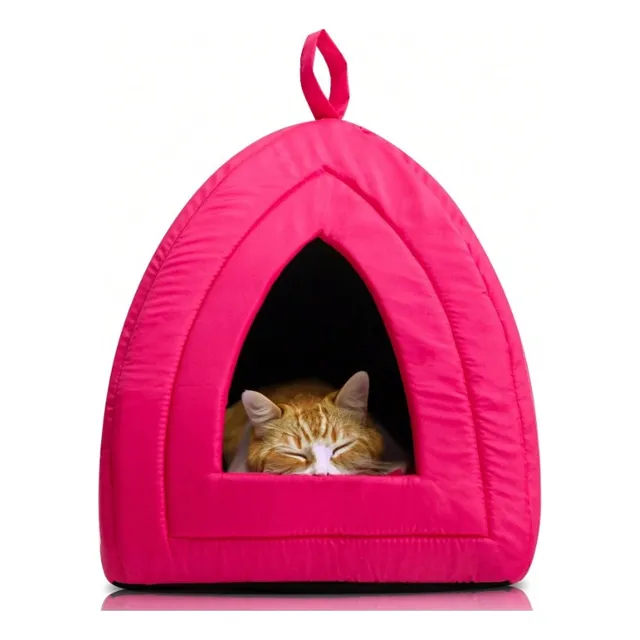 Casita Acolchada Roja Tipo Igloo P/ Mascotas Gatos. Talla S