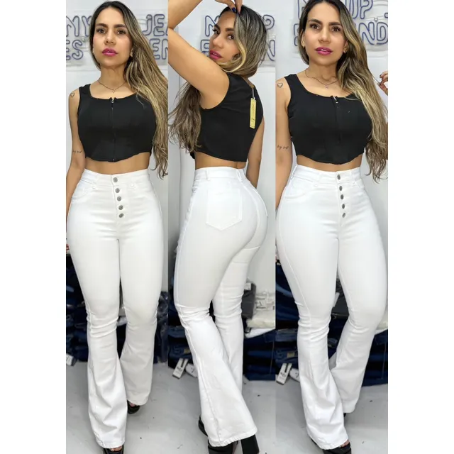 Pantalón Blanco Bota Campana Mylup Importado