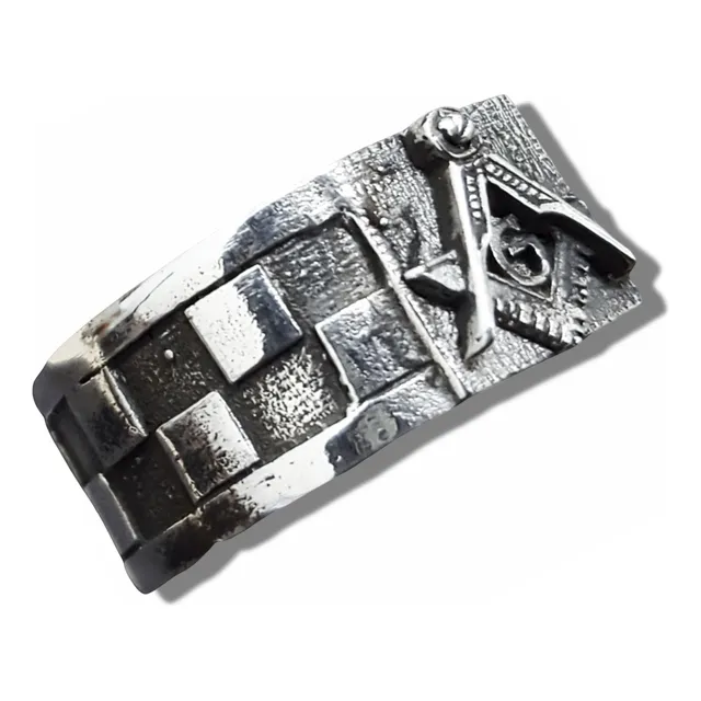 Anillo Piso Masonico Con Acacia Y Compas En Plata Art 82