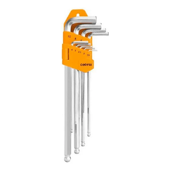 Juego De Llave Allen Hexagonal Cabeza De Bola 9 Pcs Coofix