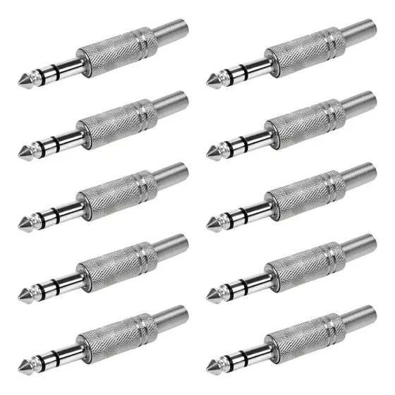 10x Plug P10 Estéreo Premium Profissional Série Níquel Mola