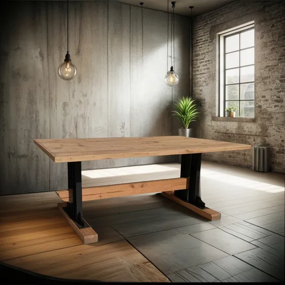 Elcarreton Mesa De Pinotea Patas Hierro 200x100 Cm