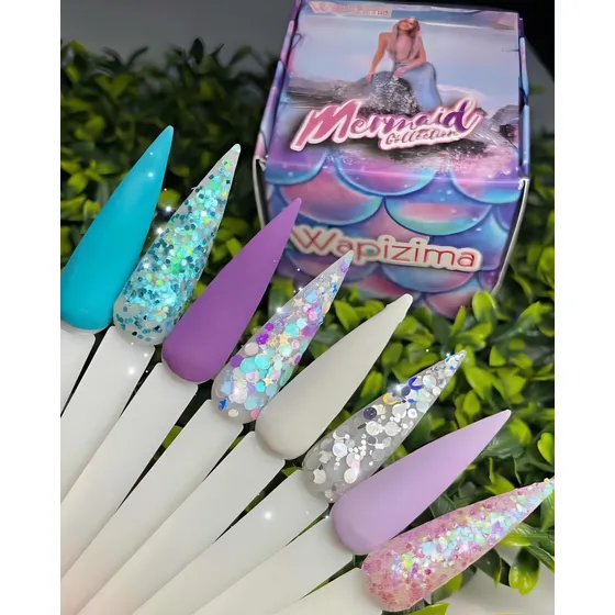 Acrilico Wapizima Coleccion De 8 Pzs Para Uñas - Color Mermaid