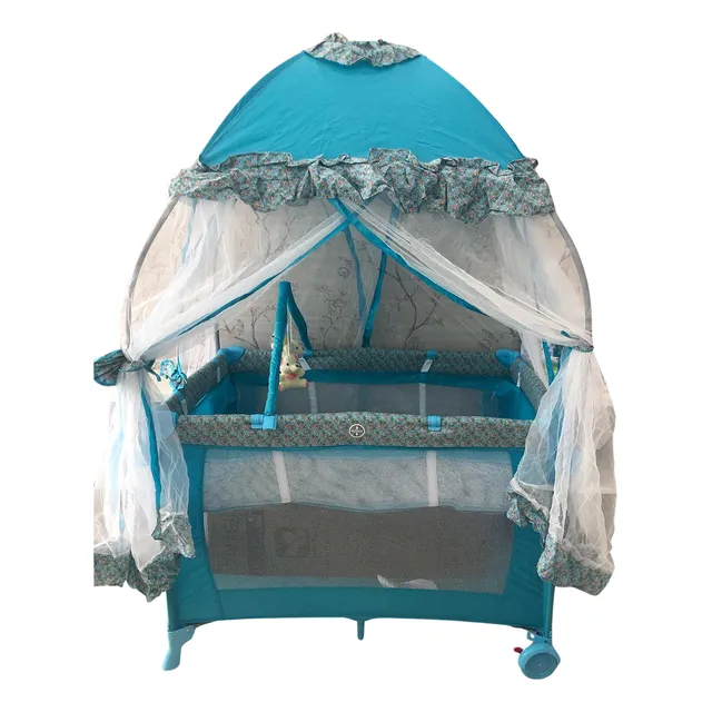 Cuna Corral Con Toldo Mosquitero Techo Juguetes Ruedas