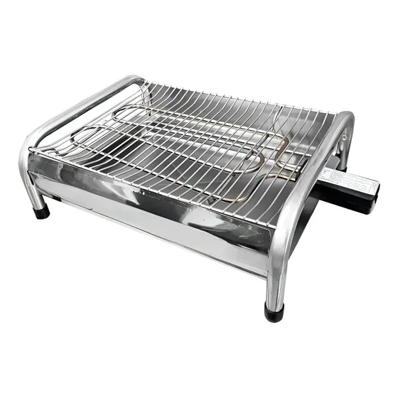 Churrasqueira Elétrica Tok Grill Grelha Cromada Sem Fumaça Cor Prateado