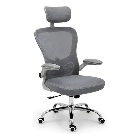 Cadeira Escritório Mesh Ergonômica Mesh Apoio Lombar Cinza Tecido Mesh