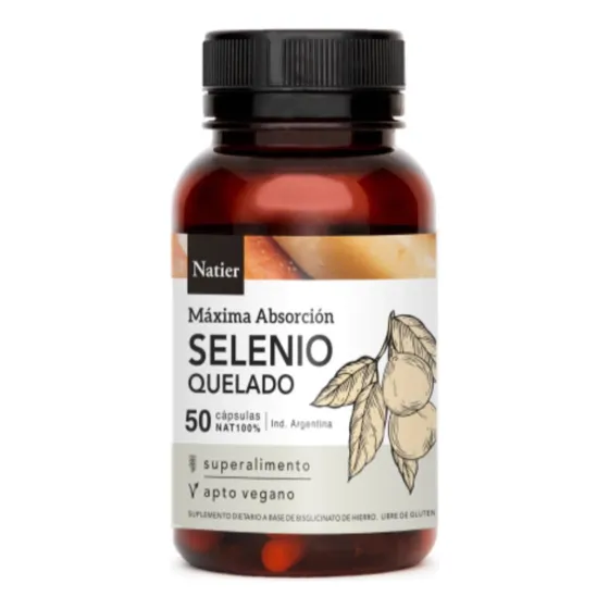 Natier Selenio Quelado Máxima Absorción Apto Vegano 50 Caps