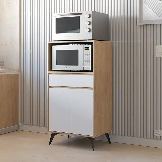 Porta Microondas Horno Alacena Con Cajón De Cocina 64x120x45