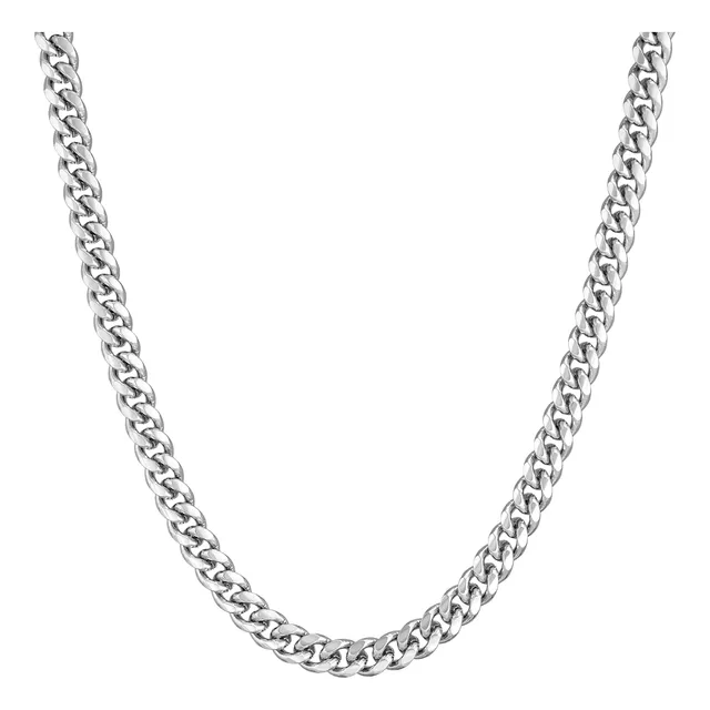 Cadena Acero Inoxidable 55 Cm Cubana Color Plata 7 Mm Hombre