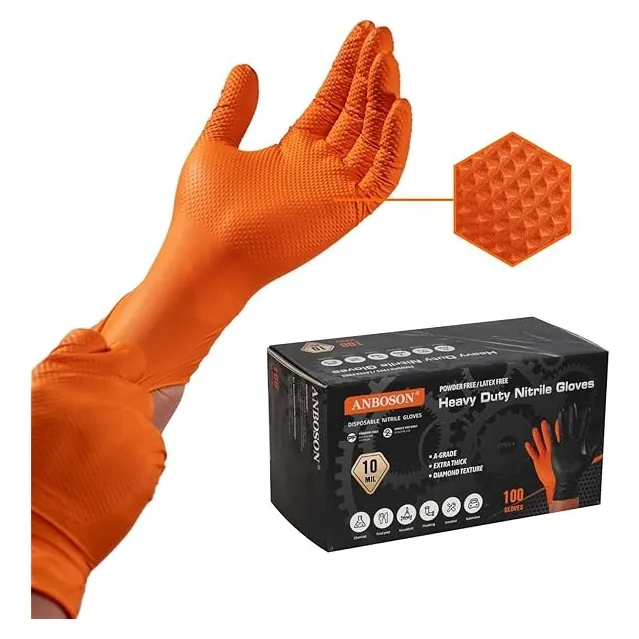 Guantes Nitrilo Anboson 10mill Micras Gasolina