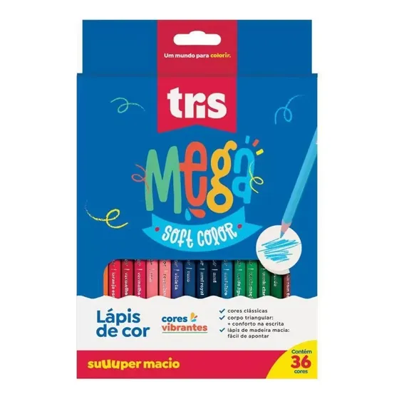 Lápis De Cor Triangular Mega Soft Color 36 Cores Tris