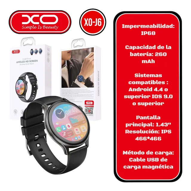 Reloj Smartwatch Inteligente Business Amoled Hd Xo-j6 Xo