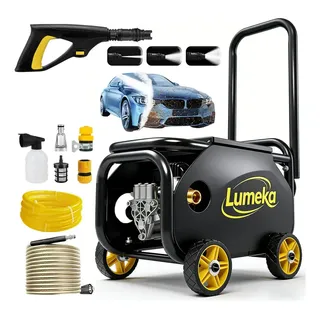 Hidrolavadora Eléctrica 5350psi, Lumeka 9500w Hidro Lavadora Profesional Doméstico Con Cuatro Ruedas, 10m Manguera, Estructura De Acero, Pistola Con Boquilla Multifuncional, Limpieza Profunda Negro