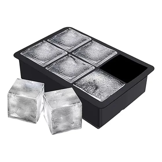 Molde Para Hielo Mtl Cubetera De Silicona 6 Cubos Freezer Color Negro