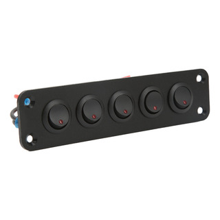 Panel De Interruptores De Coche De 5 Bandas Con Luz Roja Con Panel De Interruptores De Coche De 5 Bandas Con Luz Roja Con