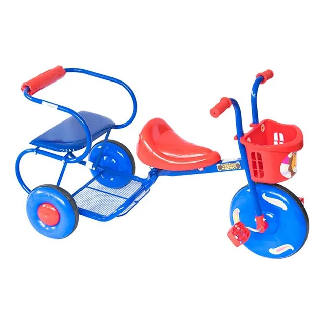 Triciclo Bambino Dos Puesto Niño Metalico Infantil Juguete Color Azul
