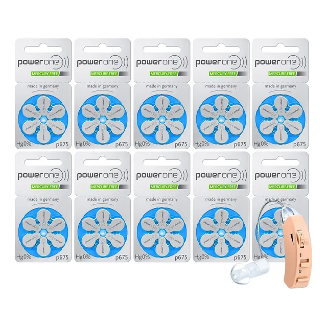 Power One 10 Paquetes Con 6 Piezas # 675 Pila Auditiva Pr44