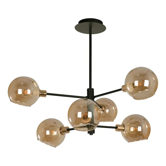 Lumimexico 23449-2 Lámpara Techo Negro Mate E14 40w 6 Luces Color Dorado