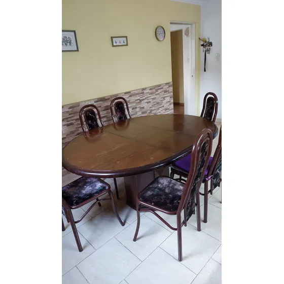 Mesa Oval Genérica 6 Sillas 160 Cm Comedor