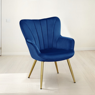 Silla Decorativa De Terciopelo Azul Moderna Con Respaldo Alt Silla Decorativa De Terciopelo Azul Moderna Con Respaldo Alt