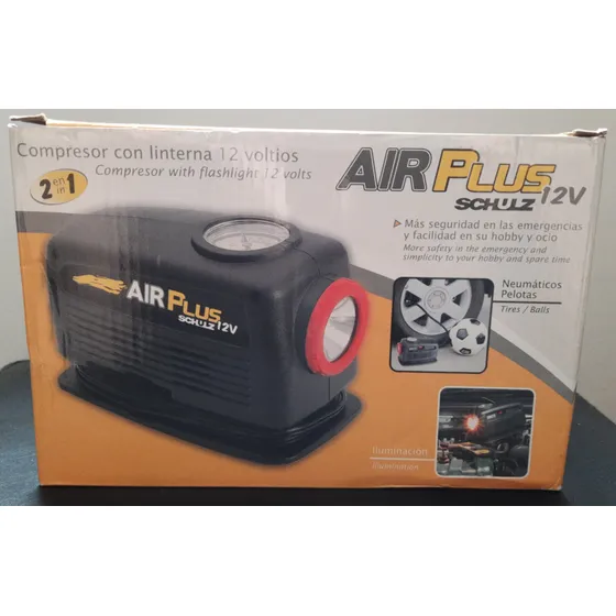 Compressor Air Plus Com Lanterna 12v Schulz Preto