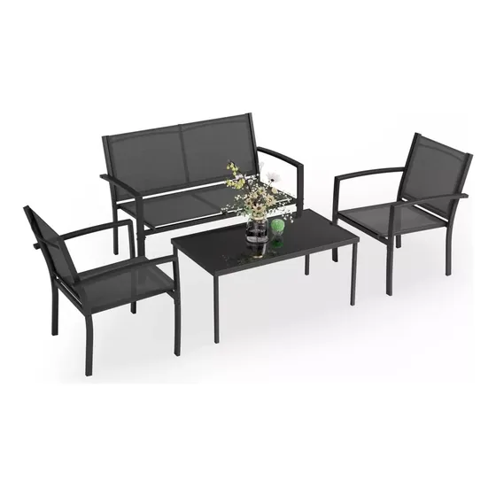 Sala De Jardín Amulay Hierro 3 Sillas Y Mesa Ratona 4 Pzs