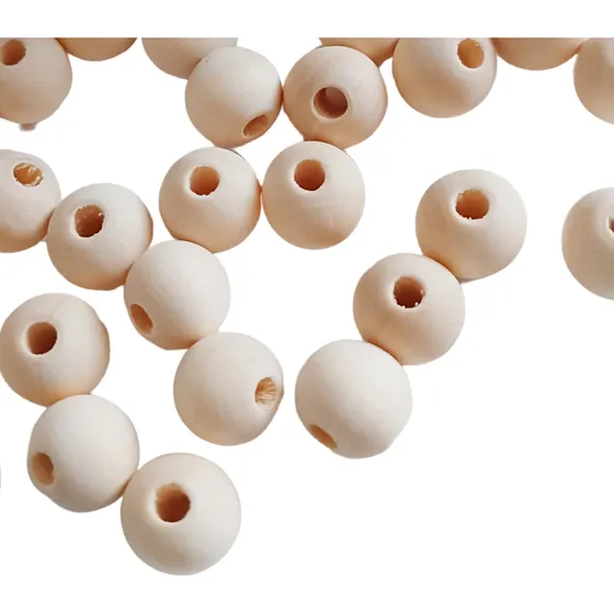 Pack 100 Cuentas De Madera Natural 12mm Macrame Manualides