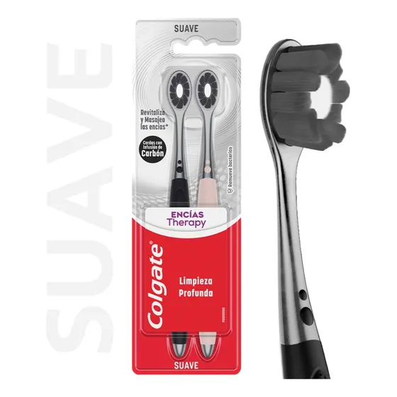 Colgate Encias Therapy Carbon cepillo dental 2 unidades color negro y durazno