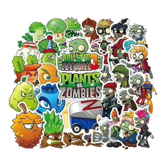 Plantas Vs Zombies 50 Calcomanias Stickers Contra Agua