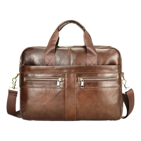Portafolio De Cuero Ejecutivo Gran Calidad, Cremallera Doble