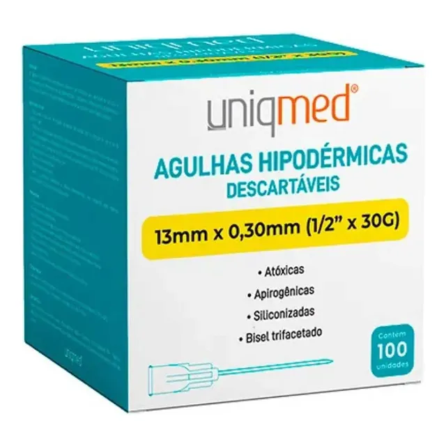Caixa Agulha Uniqmed Anvisa Extração Milium Carboxi 30g 1/2