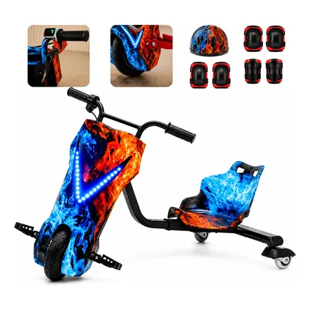 Patinete Elétrico Drift 450w Triciclo Infantil 36v Bluetooth Vermelho/azul