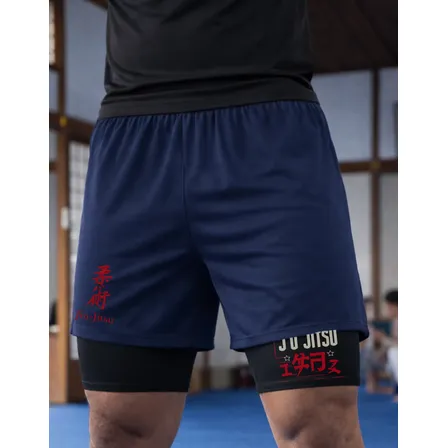 Short Compressao 2 Em 1 Jiu Jitsu Arte Marcial Gym Fit Anime