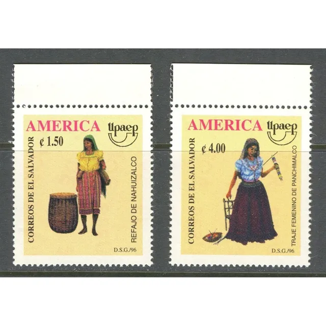 Estampillas El Salvador 1996 - Upaep / Trajes Tradicionales