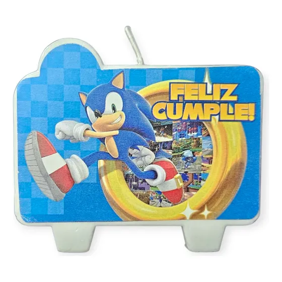 Vela Sonic Para Cotillón Cumpleaños 