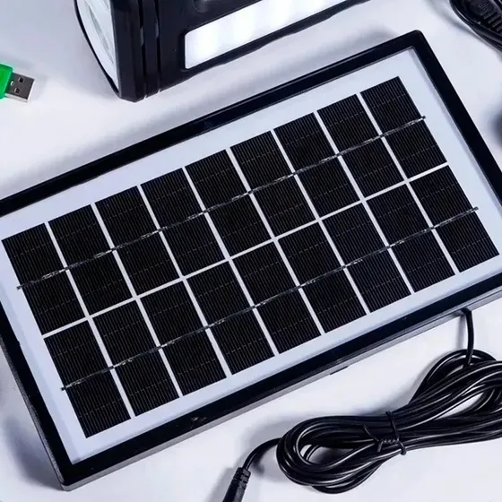 Luatek kit sistema de luz solar com placa lâmpadas e bateria LK-3101 cor preto otimo para sitios fazendas acampamentos e falta de energia