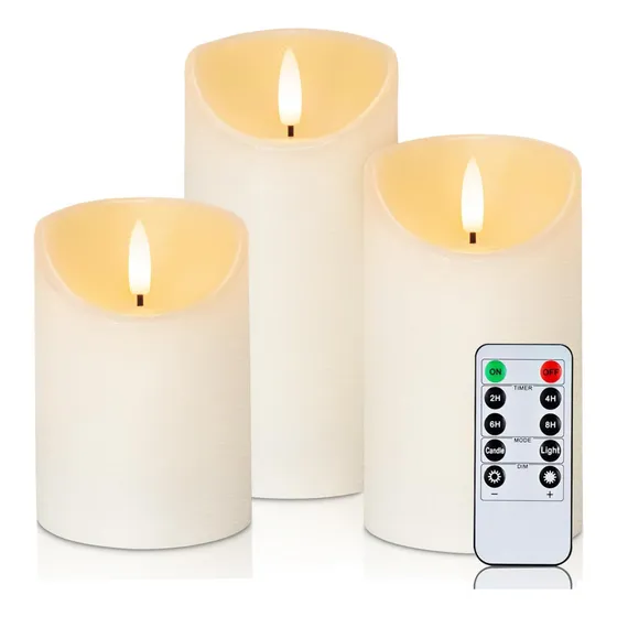 Velas Cera Efecto Llama Parpadeante Led Control Remoto Marfi