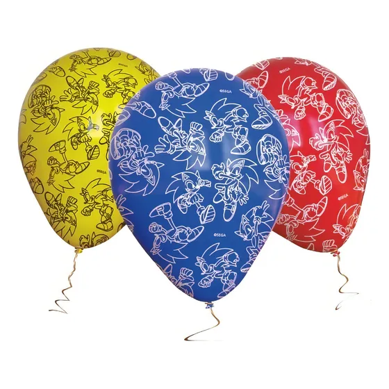 Set Globo Sonic 12pcs Tricolor Para Cumpleaños Party Express